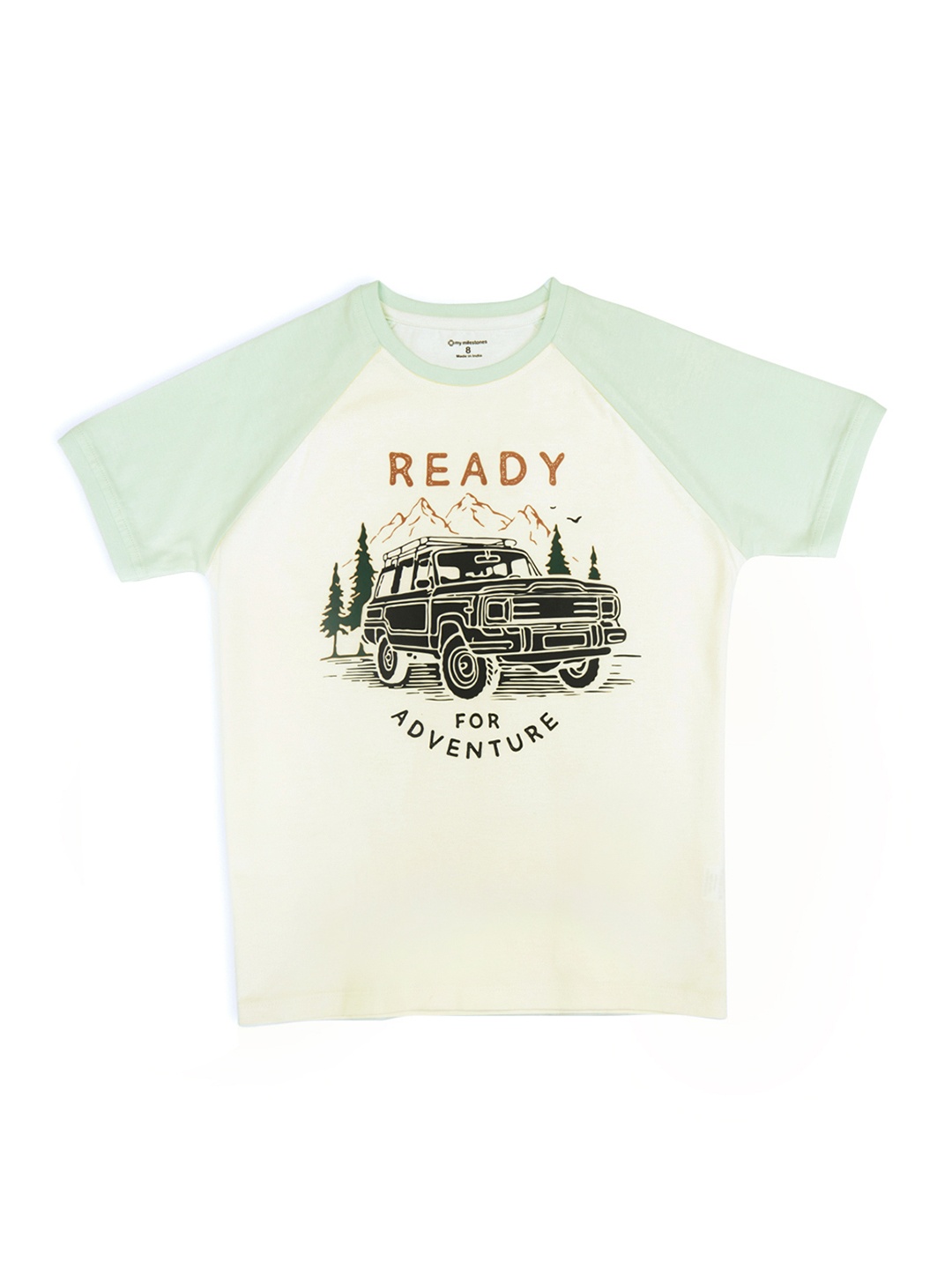 

My Milestones Boys Graphic Printed Cotton T-shirt, Off white