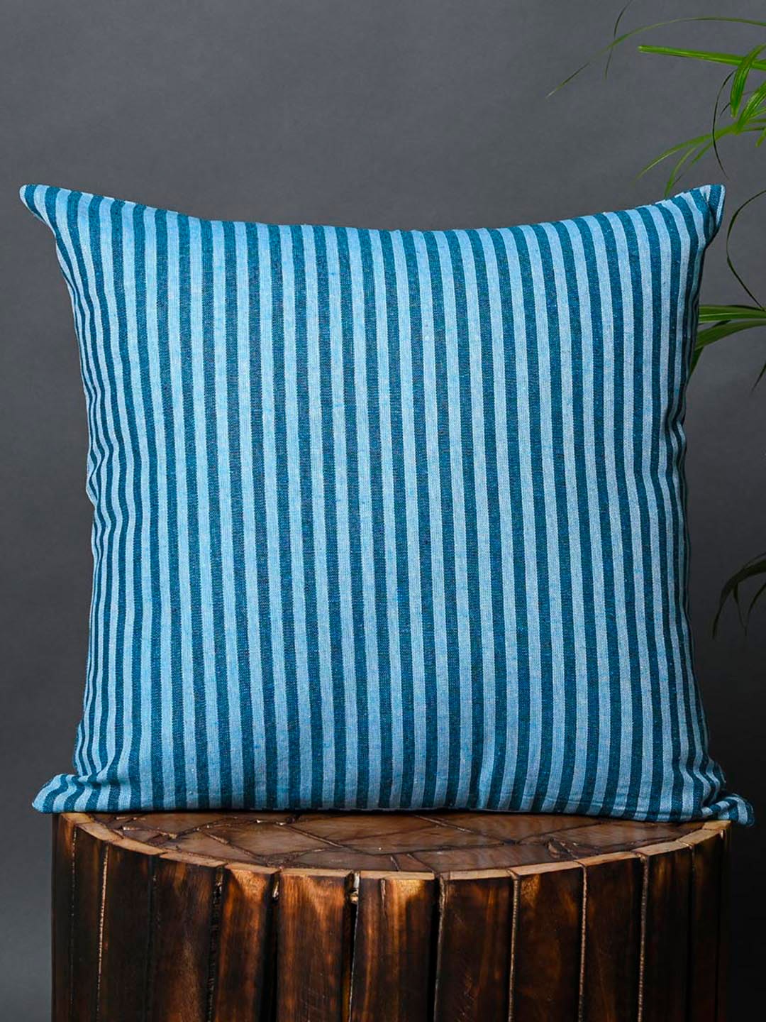 

OUSSUM Blue 2 Pieces Striped Cotton Square Cushion Covers