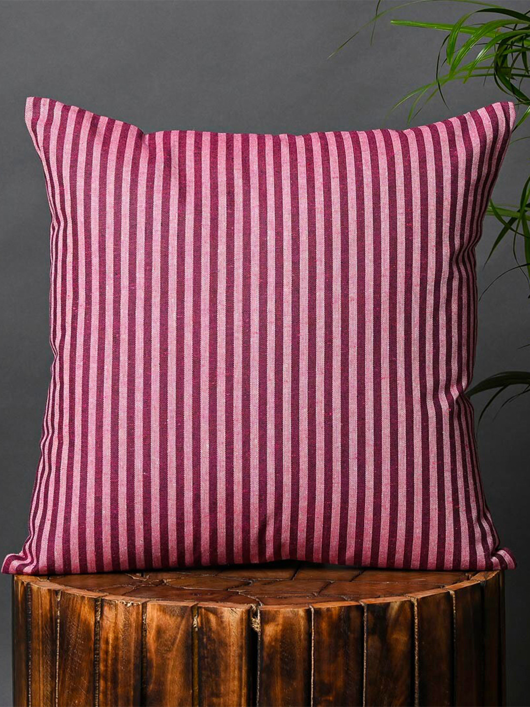 

OUSSUM Red 2 Pieces Striped Cotton Square Cushion Covers
