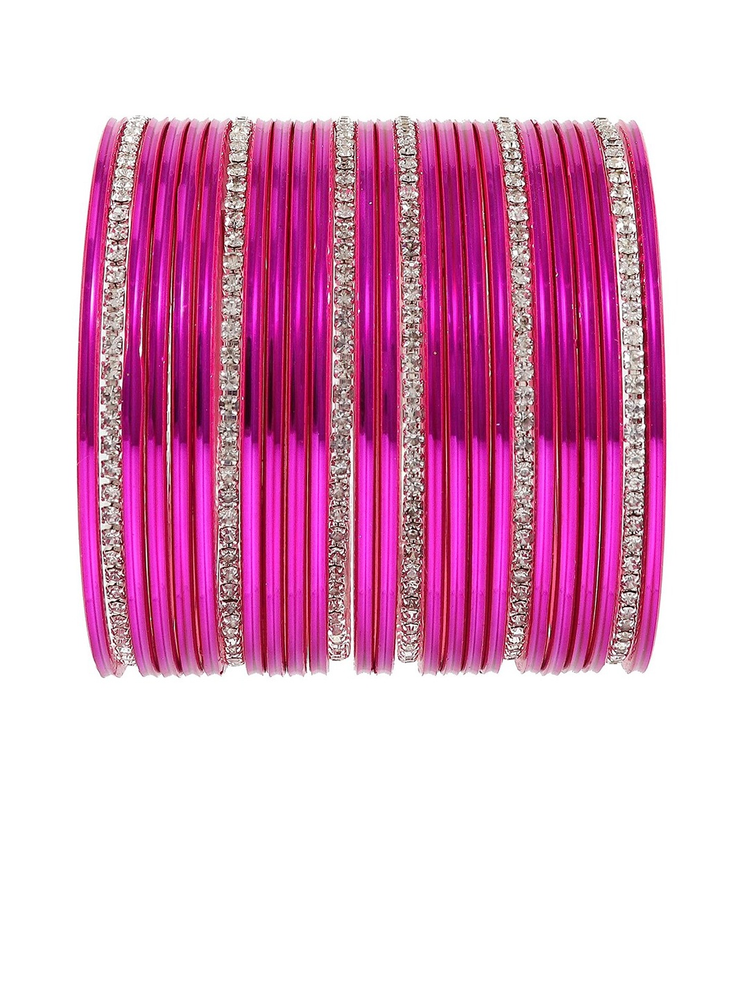 

NMII Set Of 26 Zircon Studded & Glossy Finished Metal Bangles, Na