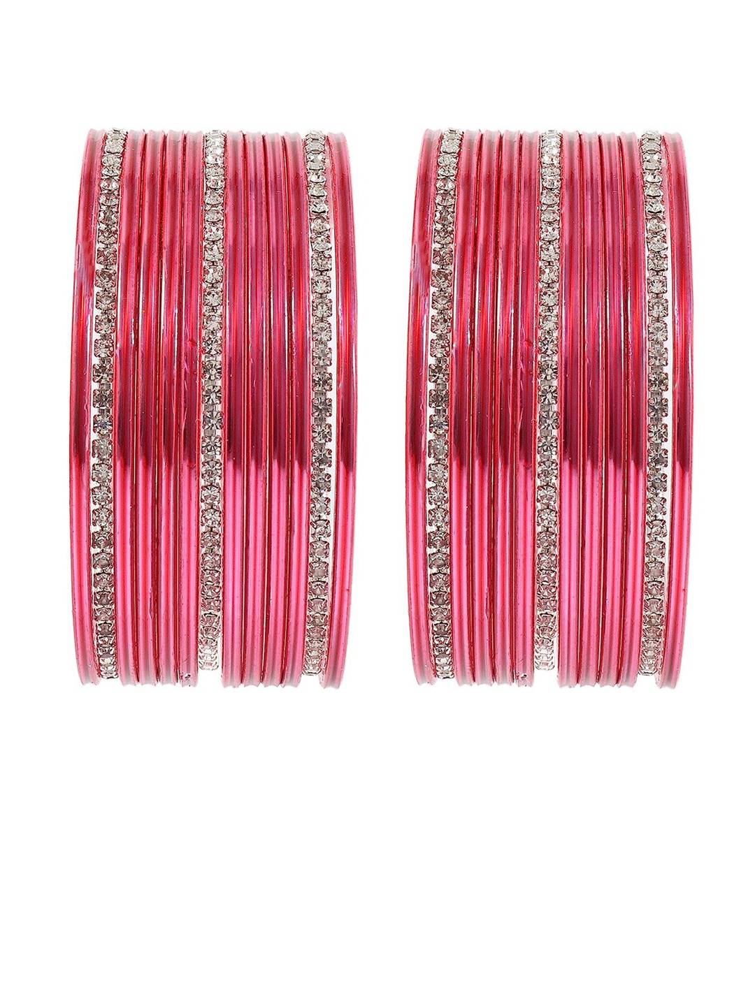 

NMII Set Of 26 Textured & Crystal-Studded Crystals Bangles, Rose