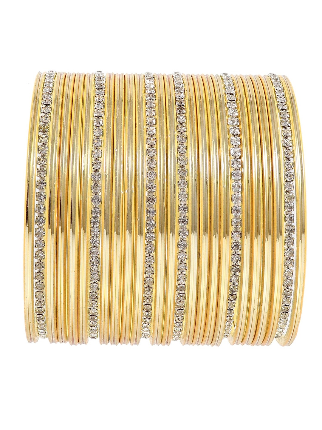 

NMII Set Of 26 Textured & Crystal-Studded Crystals Bangles, Cream