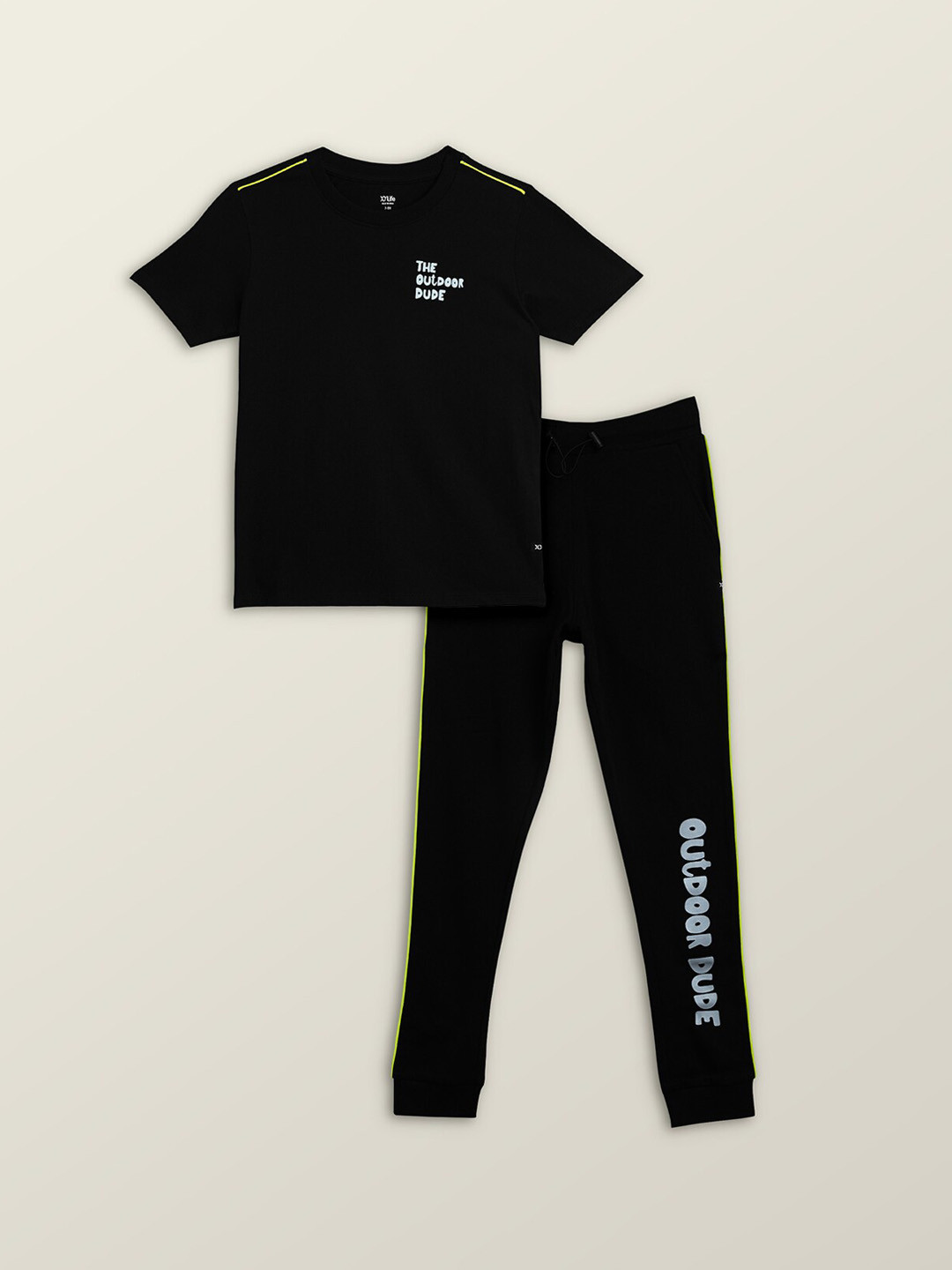 

XY Life Boys Solid Combed Cotton T-shirts & Joggers Set, Black