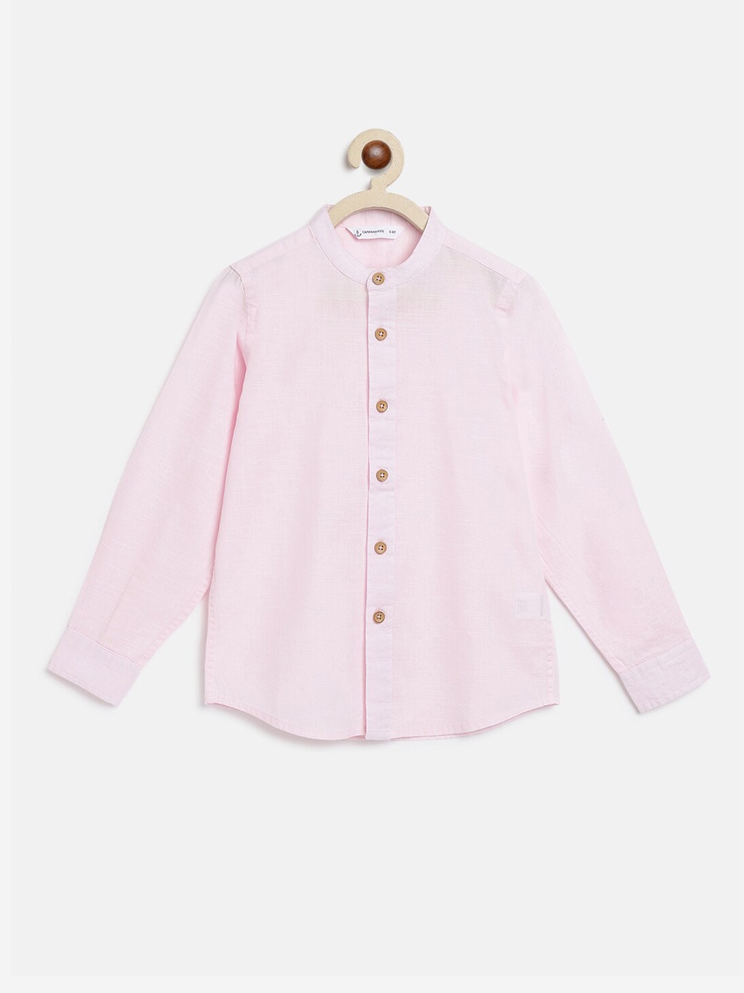 

Campana Boys Band Collar Casual Cotton Shirt, Pink