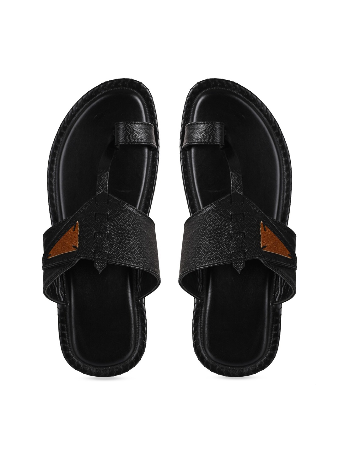 

Aristitch Men Textured Leather Comfort Sandals, Black