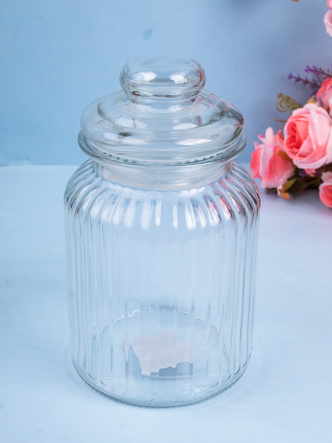 

MARKET99 Transparent Textured Glass Jar 800 Ml