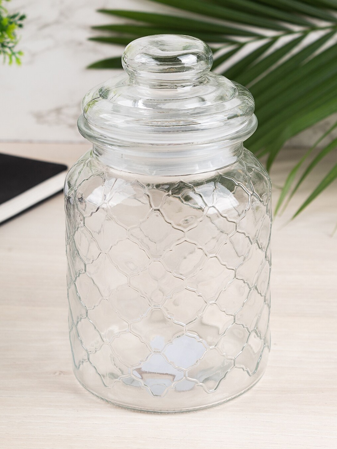 

MARKET99 Transparent Textured Glass Jar 800 ML