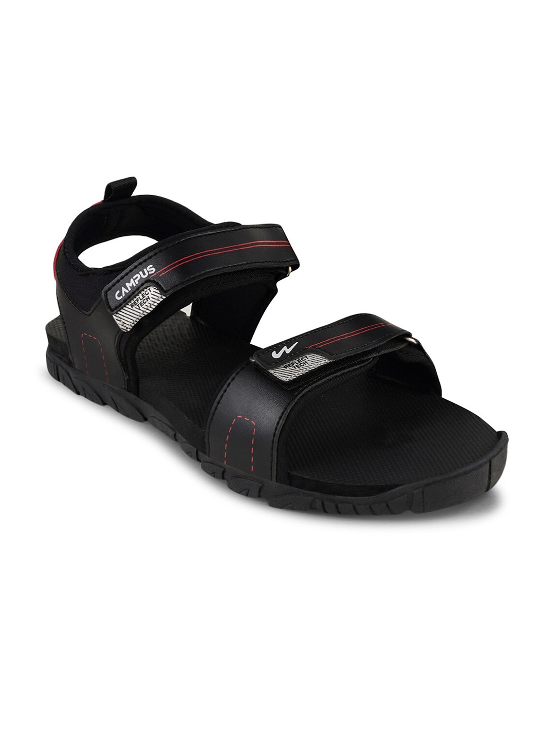 

Campus Men Sports Sandals With Cushioned Footbed, Black