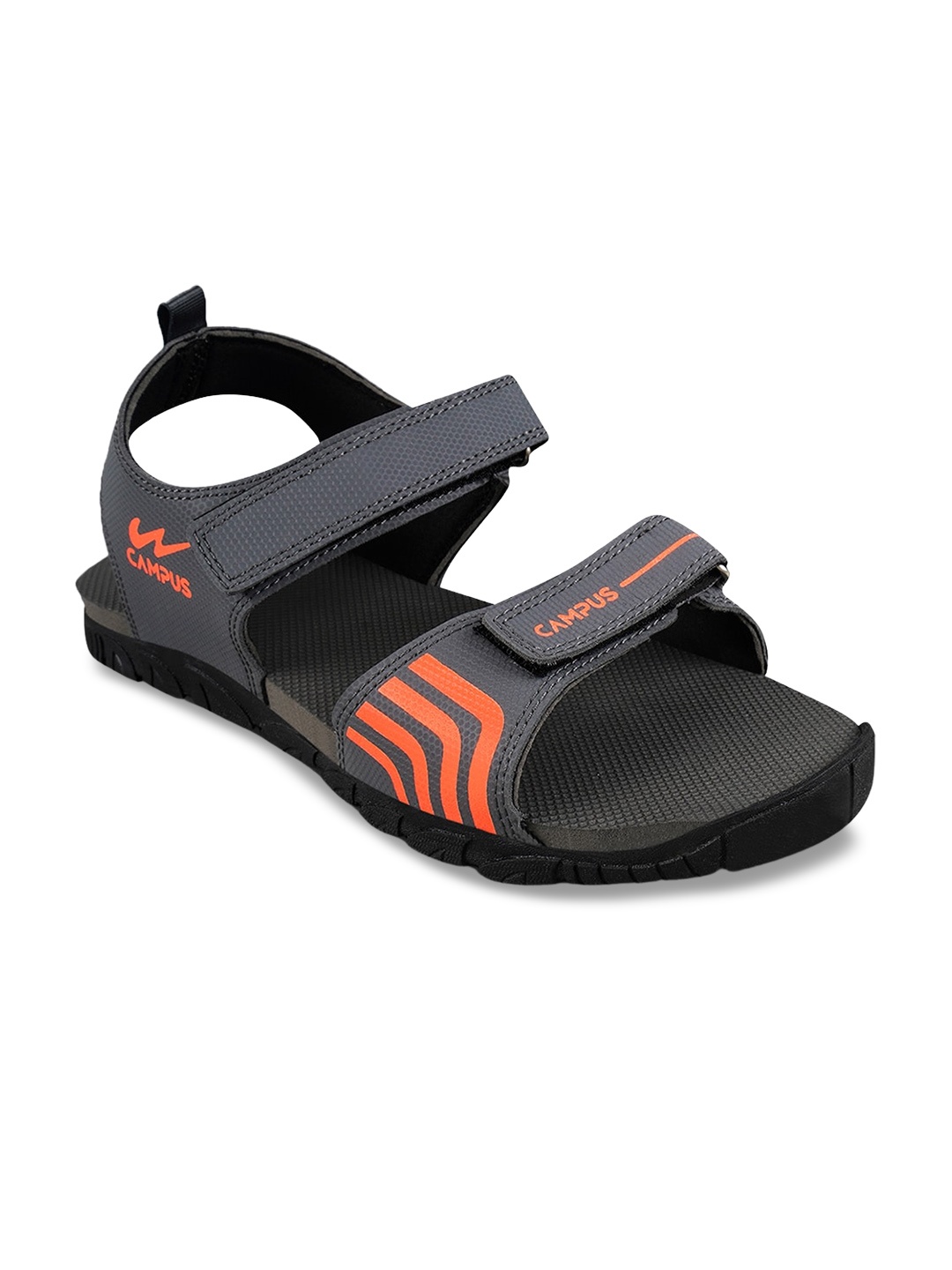 

Campus Men Textured Sports Sandals, Grey