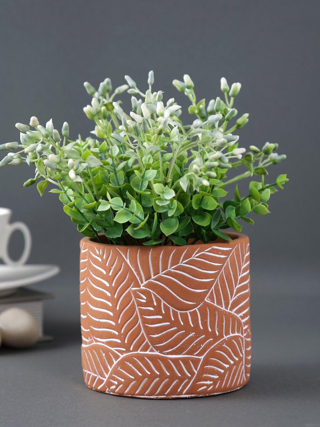 

TAYHAA Rust Brown Textured Leaf Pattern Planter