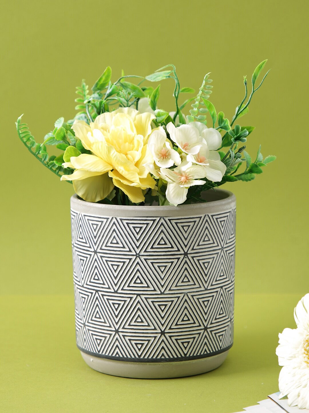 

TAYHAA Grey & White Geometric Pattern Ceramic Planter