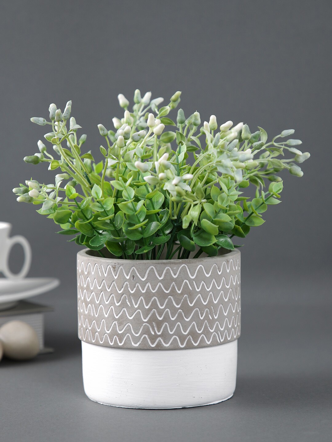 

TAYHAA Grey Wave Textured Ceramic Planter