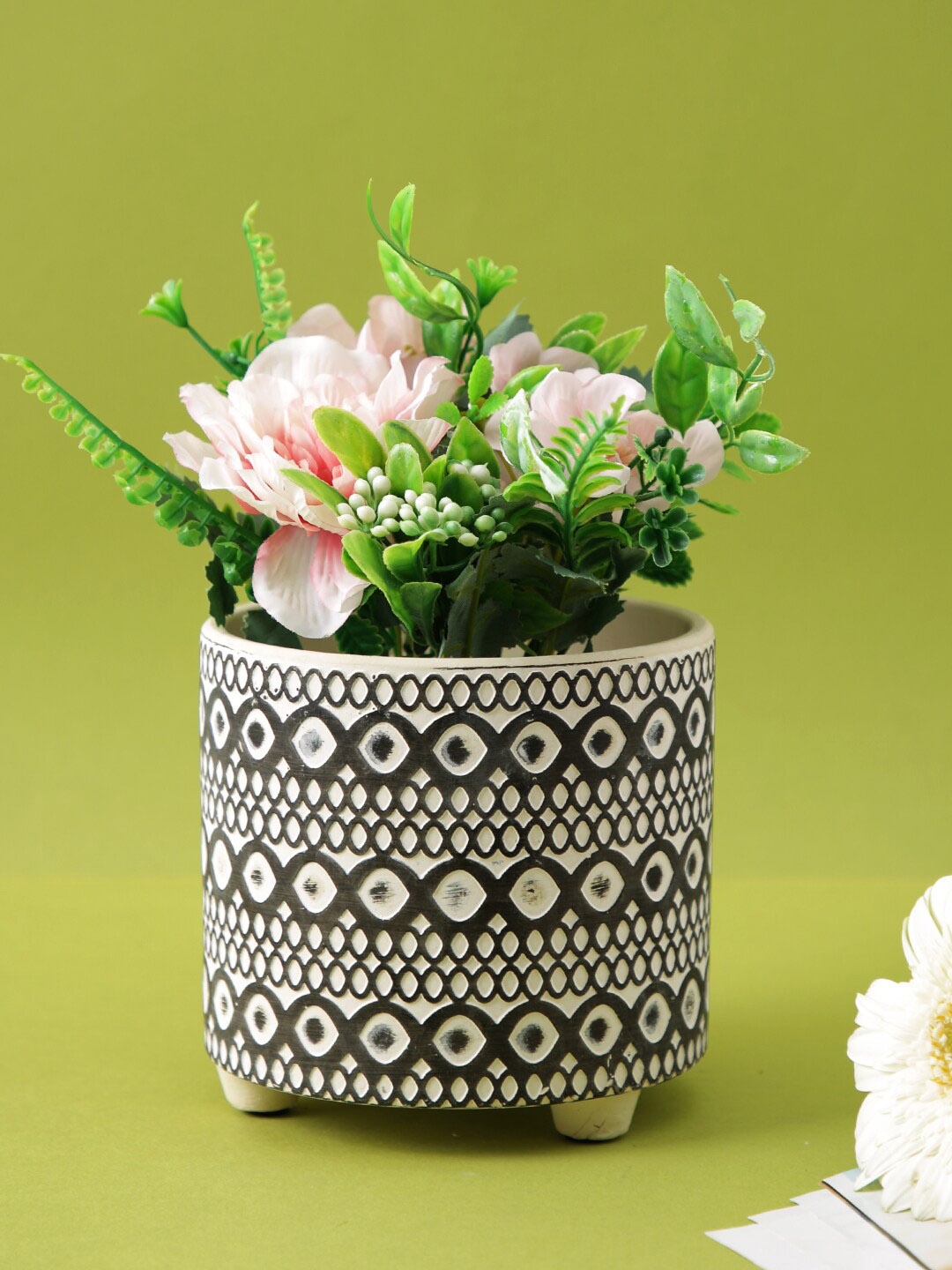 

TAYHAA Black & White Swirl and Geometric Printed Ceramic Planter