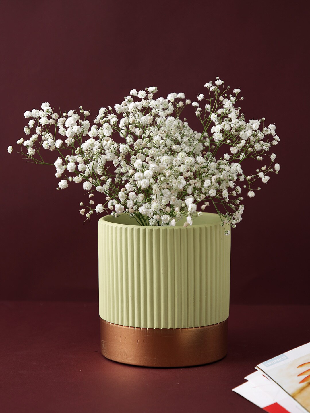 

TAYHAA Green Fluted Design Ceramic Planter