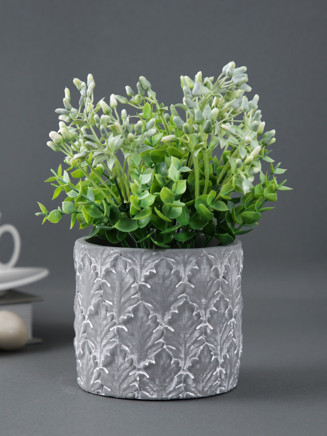 

TAYHAA Grey & White Textured Ceramic Planter