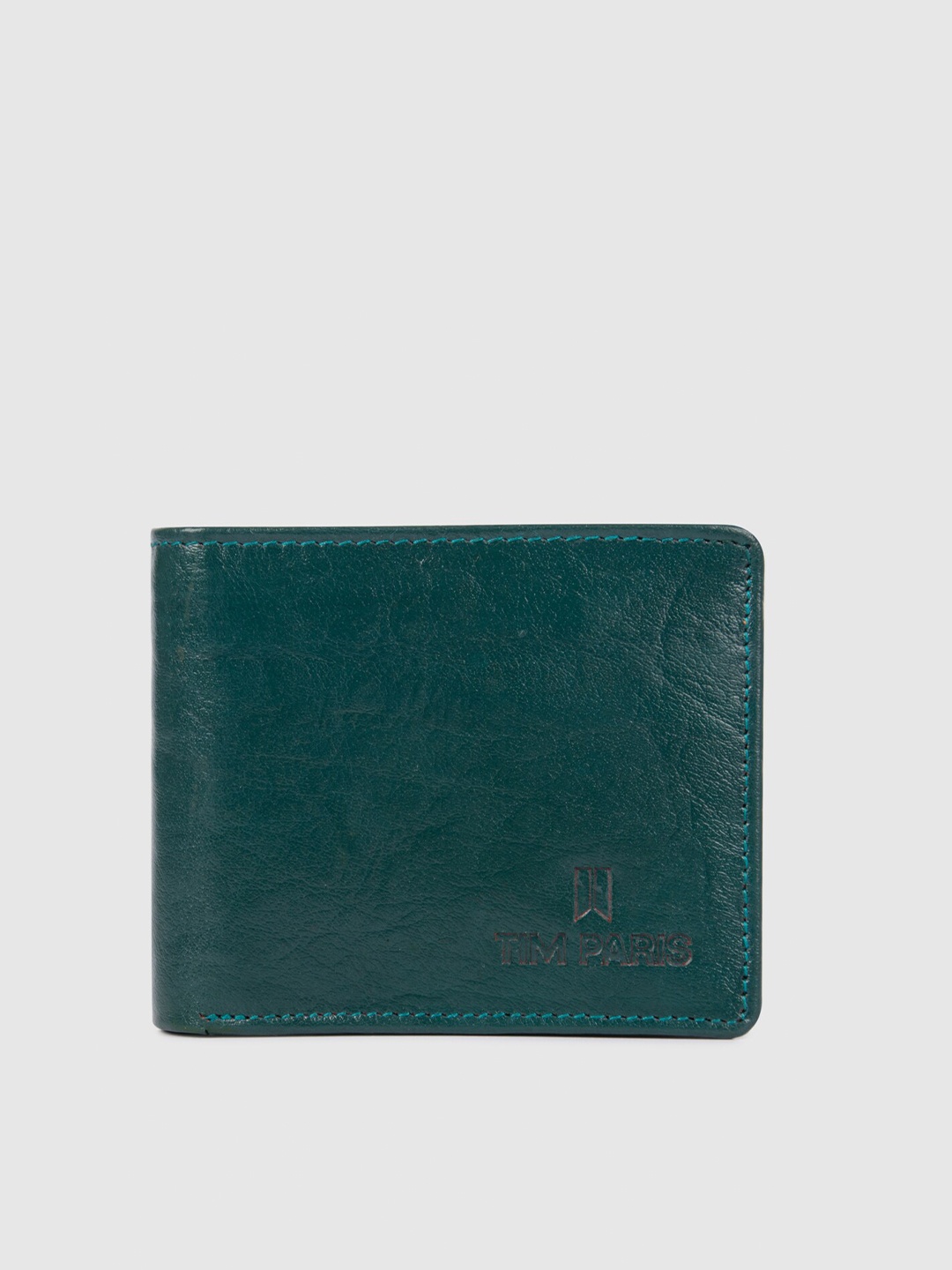 

TIM PARIS Men Leather Two Fold Wallet, Teal