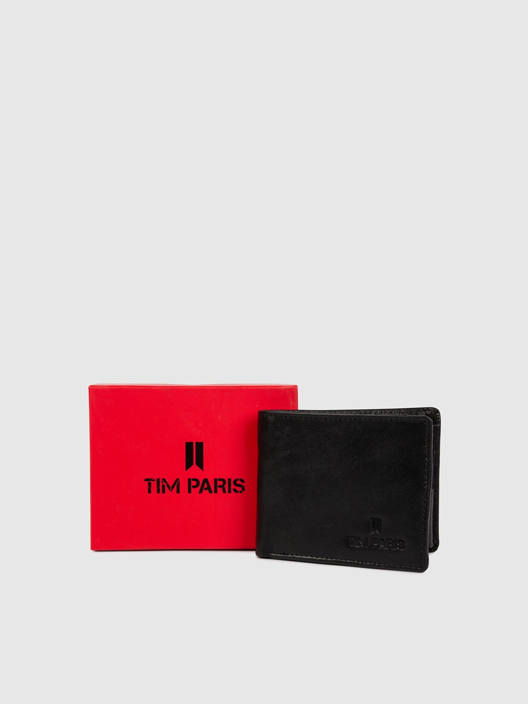 

TIM PARIS Men Genuine Leather Two Fold Wallet, Black