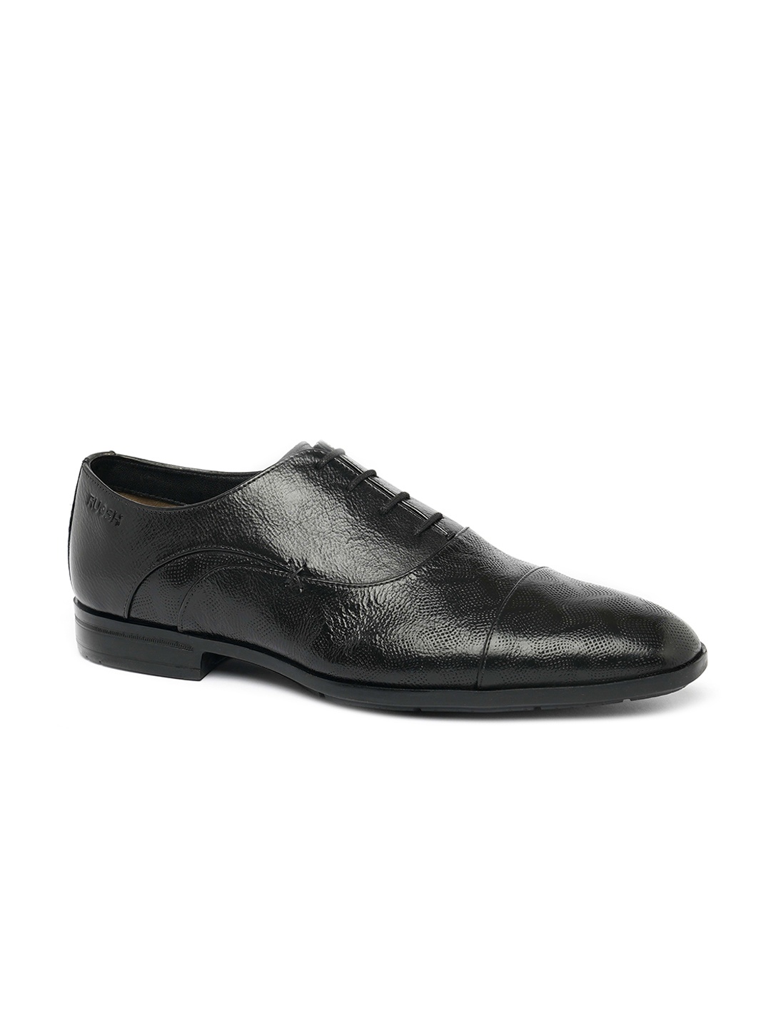 

Ruosh Men Textured Leather Formal Oxfords, Black