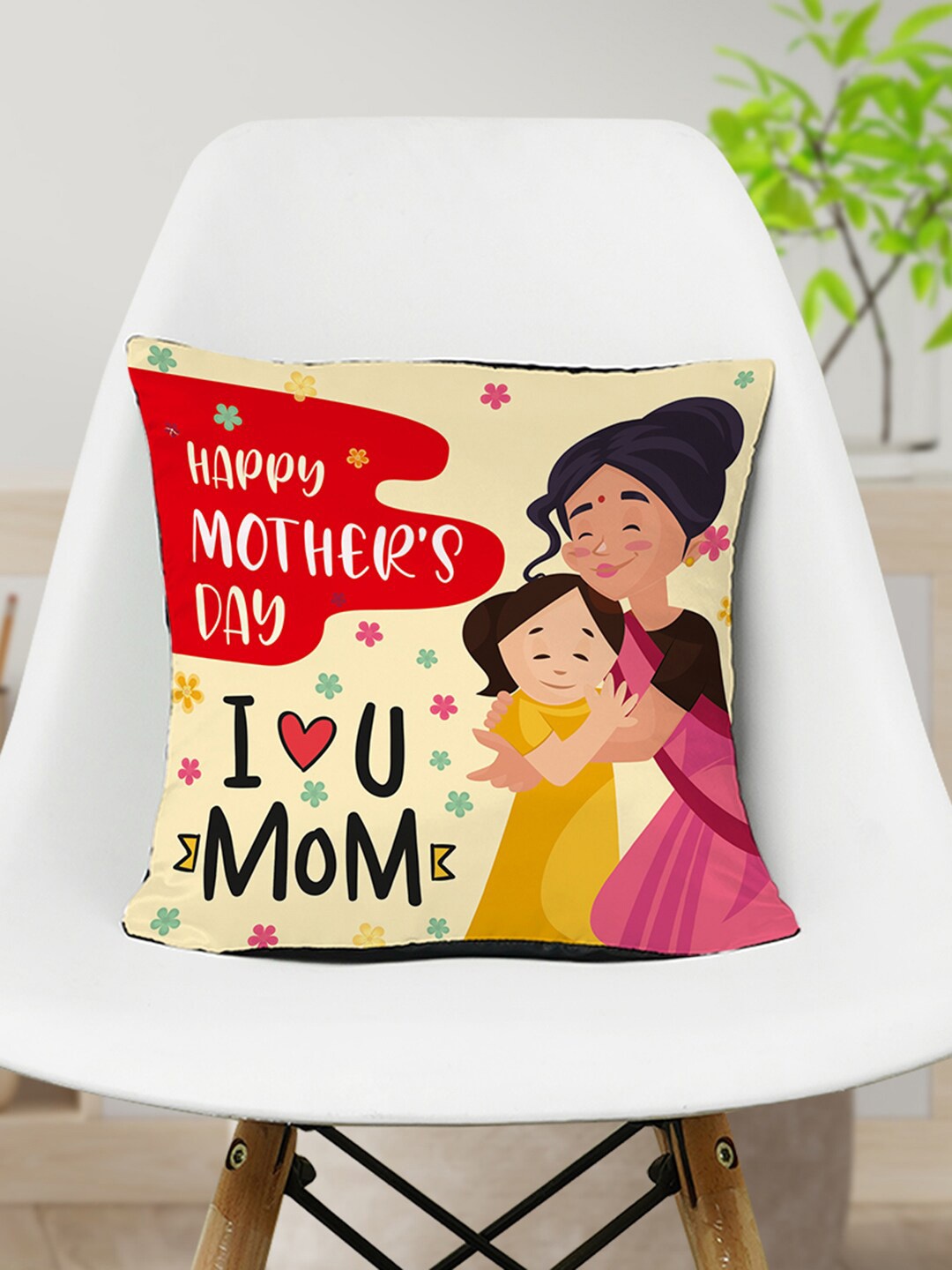 

Crazy Corner Mother's Day Beige & Red Printed Pre-Filled Cushion
