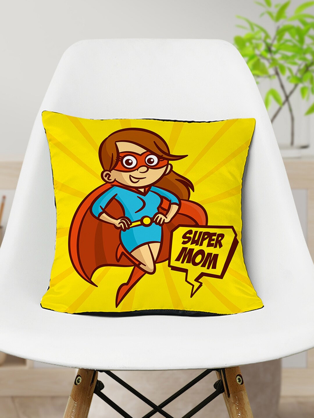 

Crazy Corner Mother's Day Yellow & Red Printed Decorative Pre-Filled Cushion