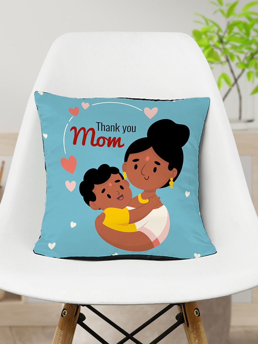 

Crazy Corner Mother's Day Blue & Black Printed Decorative Pre-Filled Cushion