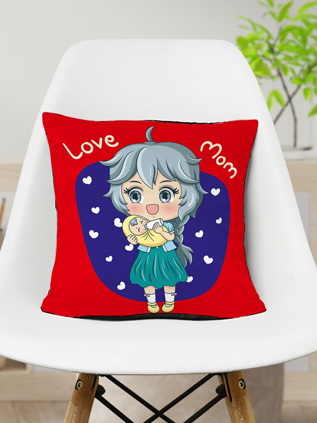 

Crazy Corner Mother's Day Red & Blue Printed Square Pre-Filled Cushion