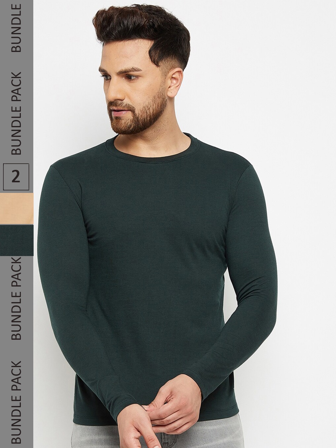 

Plagg Pack of 2 Round Neck Regular Fit Cotton T-Shirts, Nude