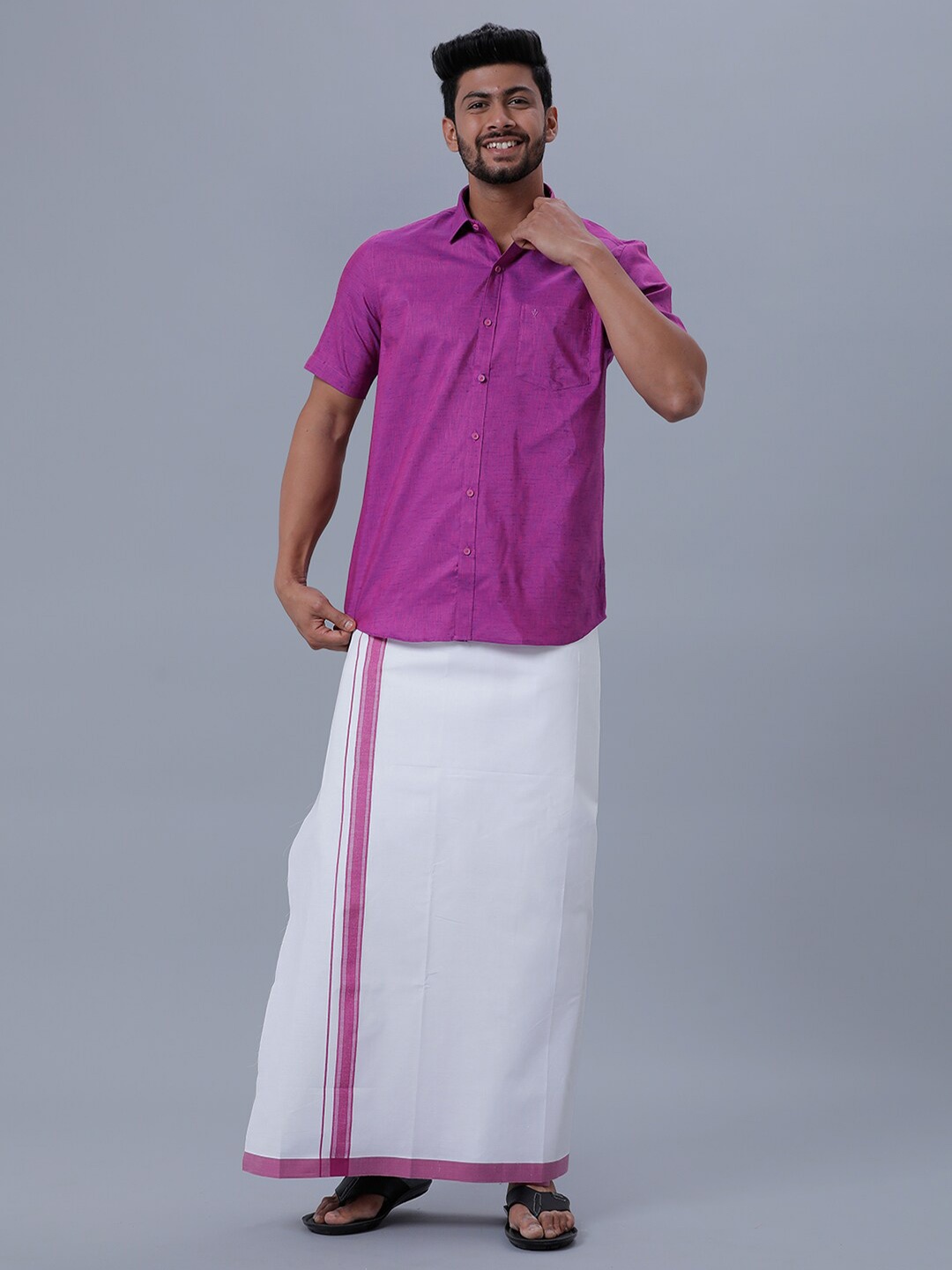 

Ramraj Men Cotton Dhoti With Shirt, Purple