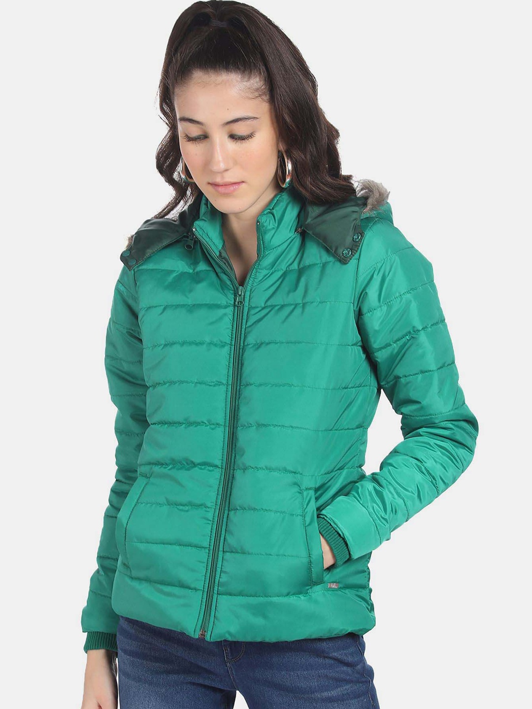 

Flying Machine Hooded Padded Jacket, Sea green