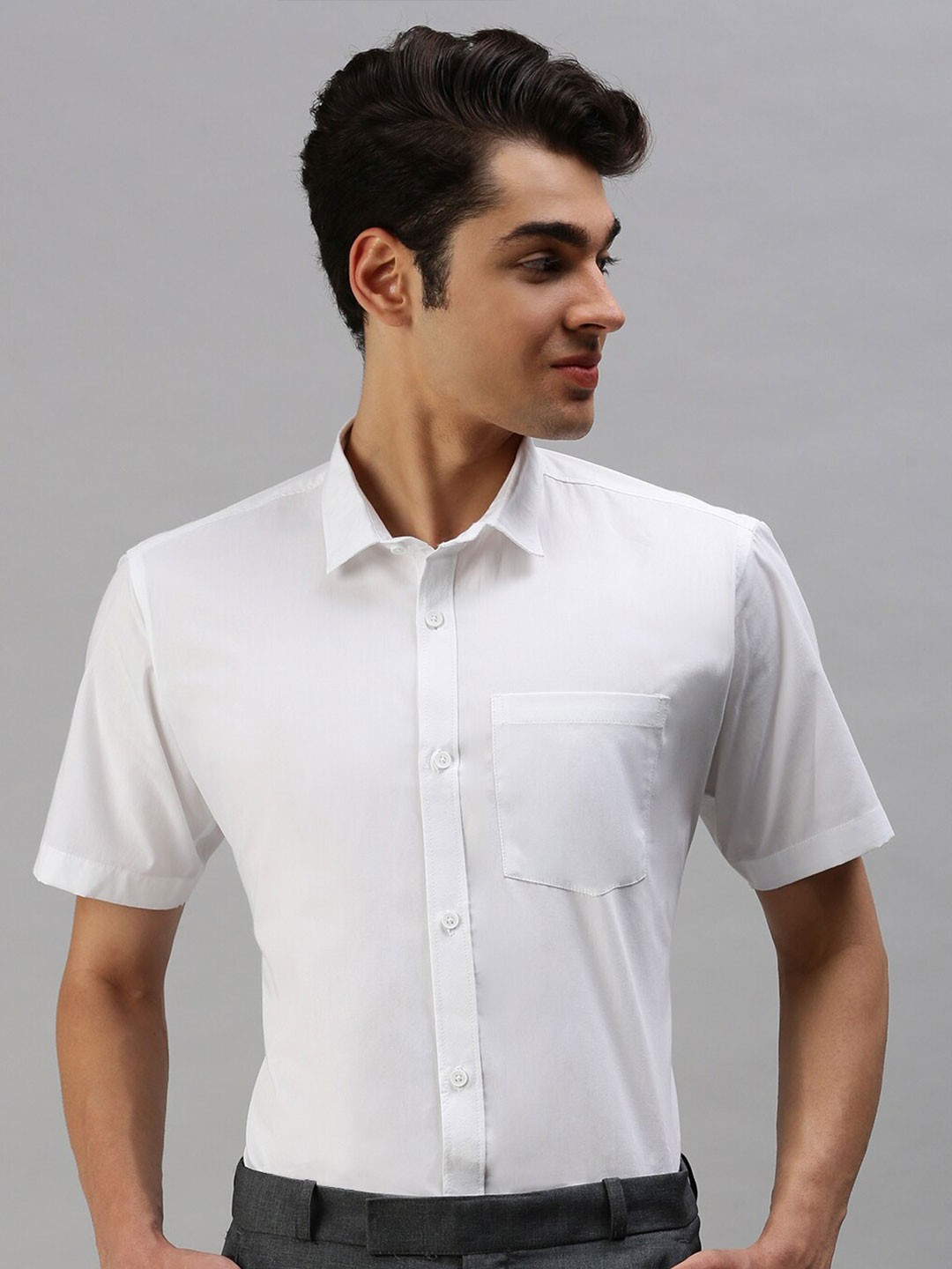 

Cross Court Short Sleeves Formal Pure Cotton Shirt, White