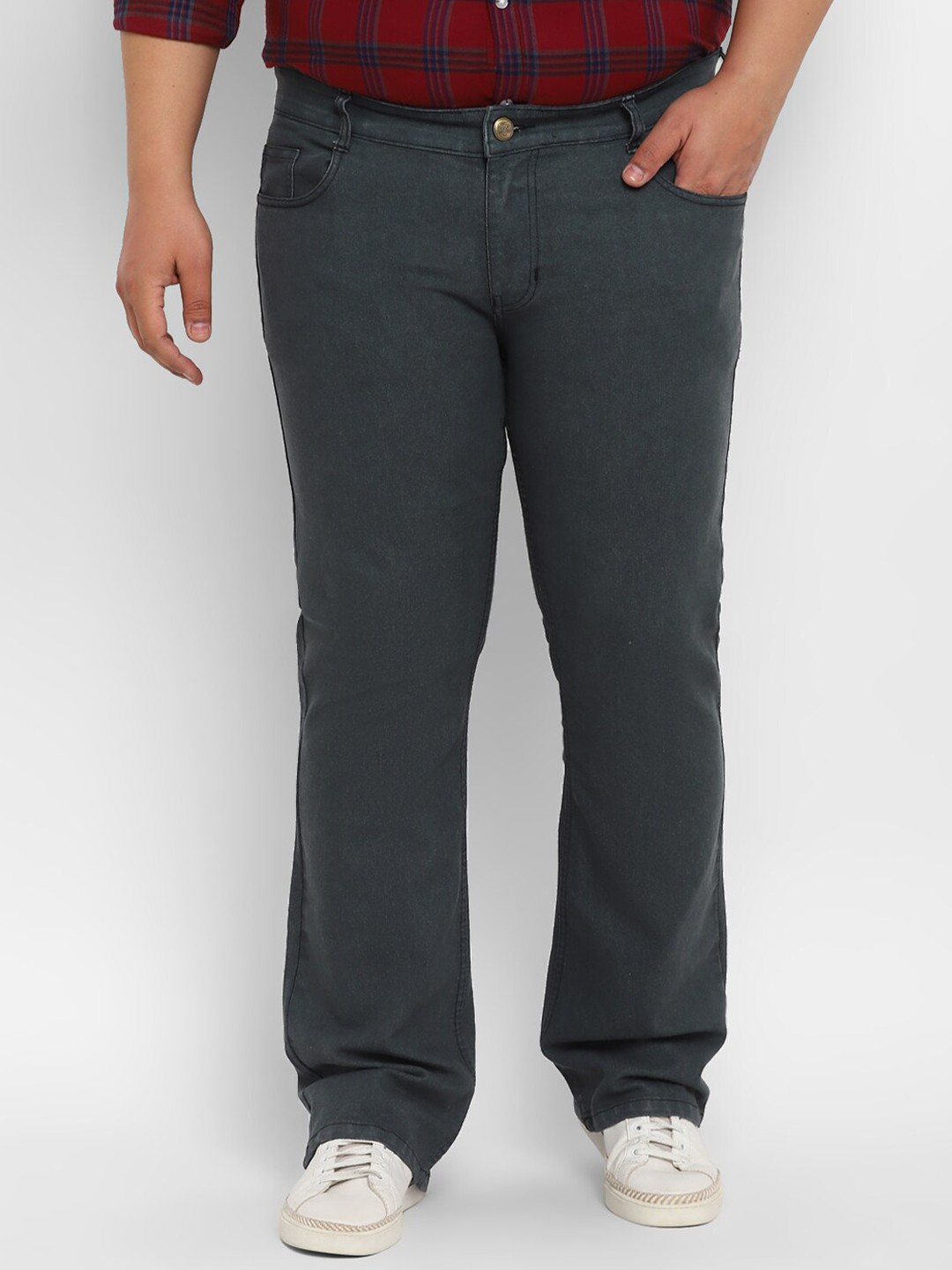 

Urbano Plus Men Clean Look Mid-Rise Stretchable Bootcut Jeans, Grey