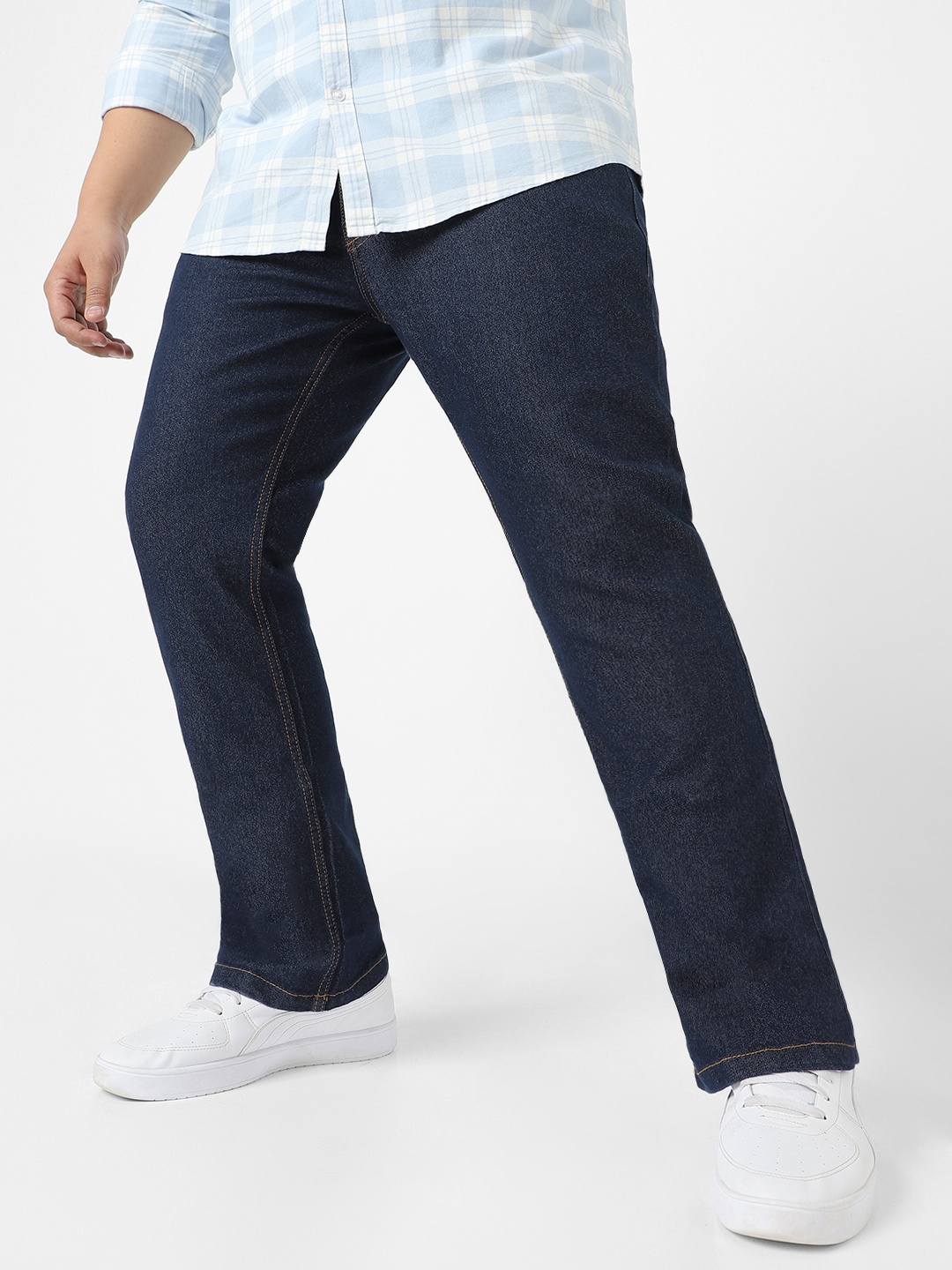 

Urbano Plus Men Clean Look Mid-Rise Stretchable Bootcut Jeans, Blue