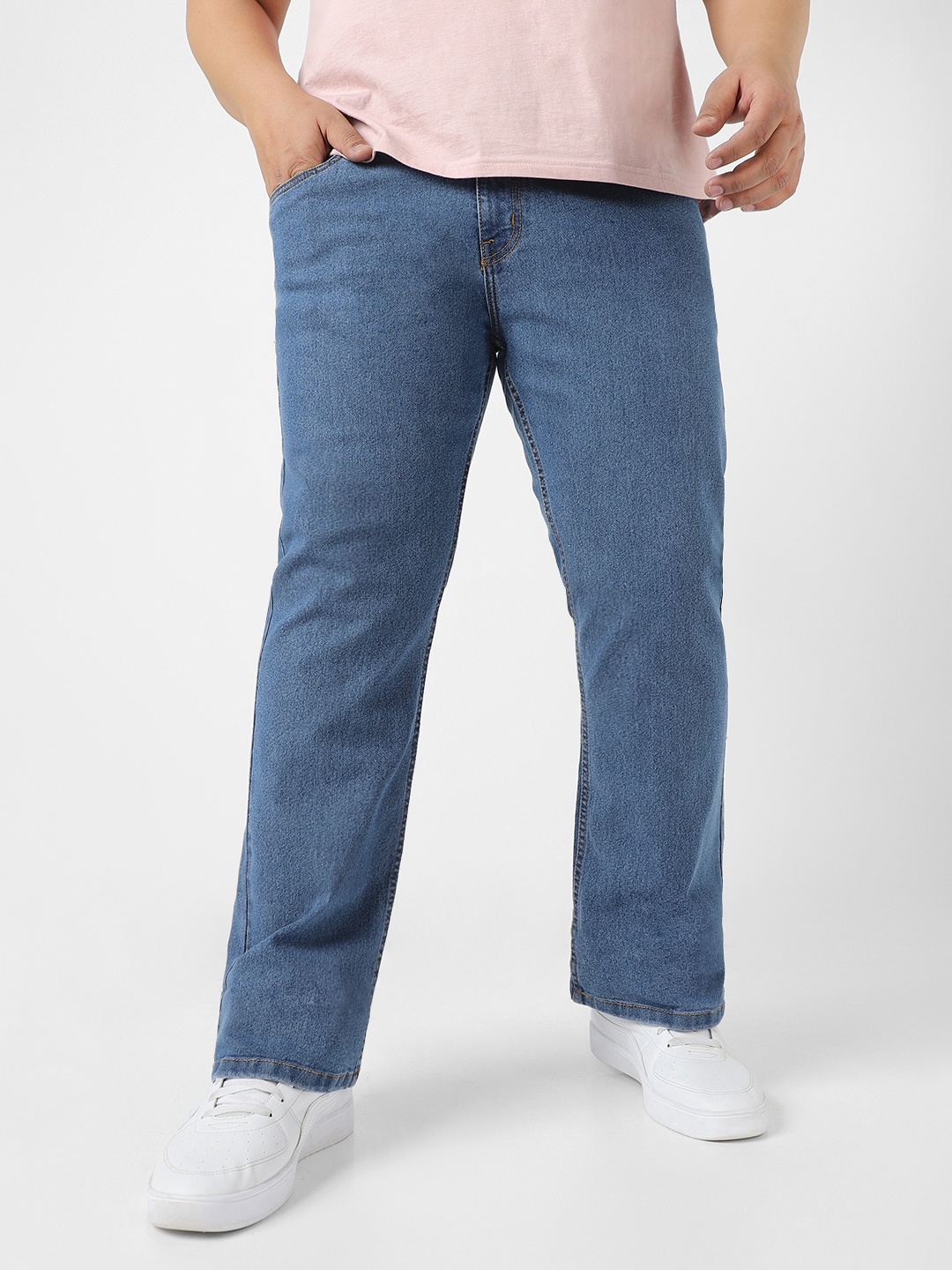 

Urbano Plus Men Clean Look Mid-Rise Stretchable Bootcut Jeans, Blue