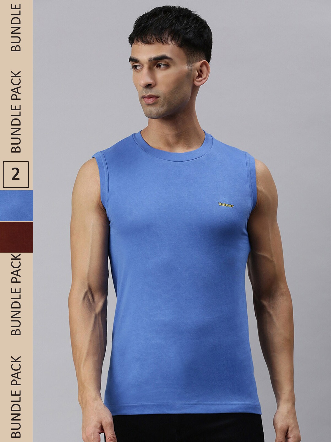 

Lux Cozi Pack Of 2 Slim Fit Sleeveless Cotton T-shirts, Blue