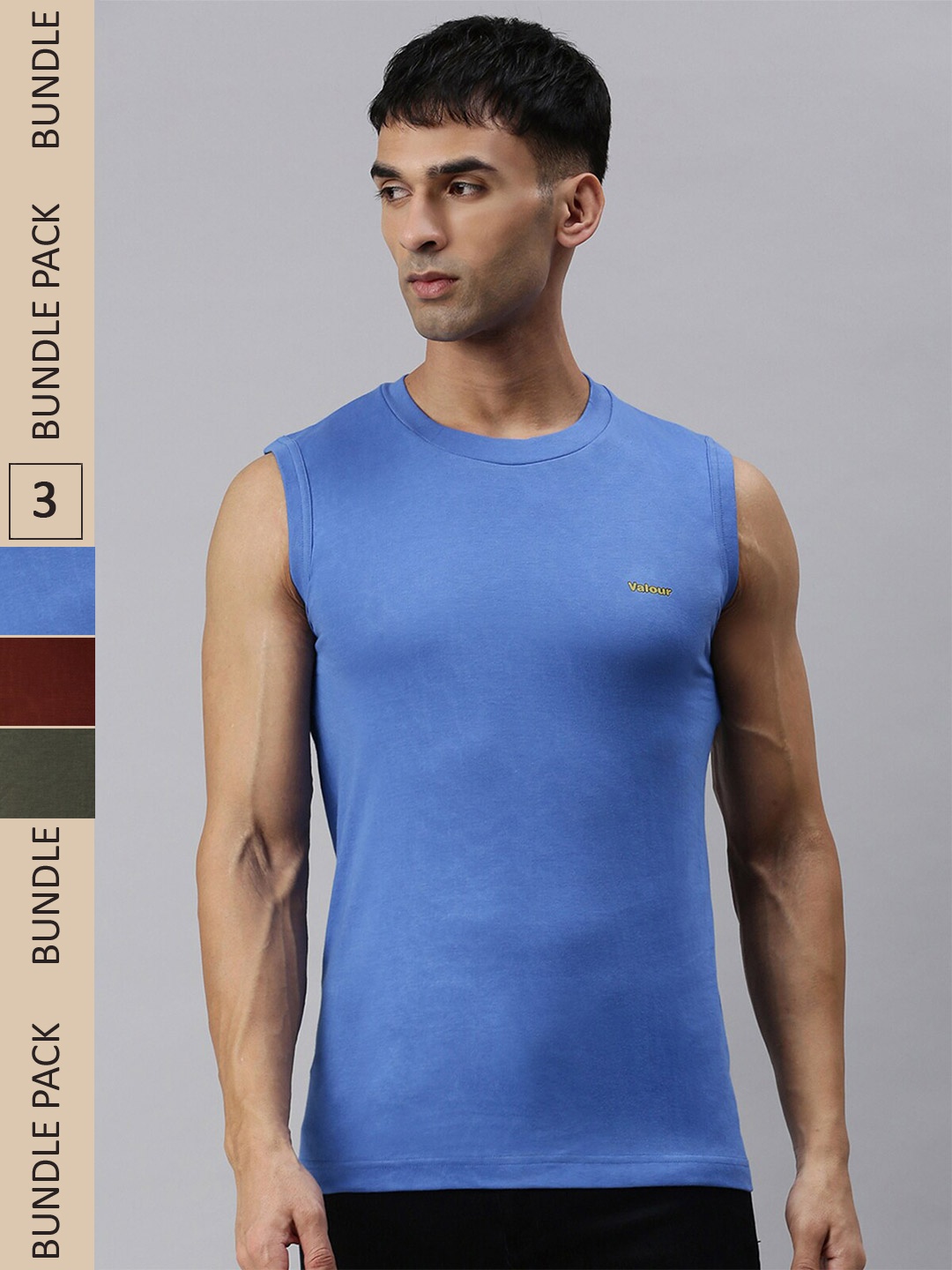 

Lux Cozi Pack Of 3 Slim Fit Sleeveless Cotton T-shirts, Maroon