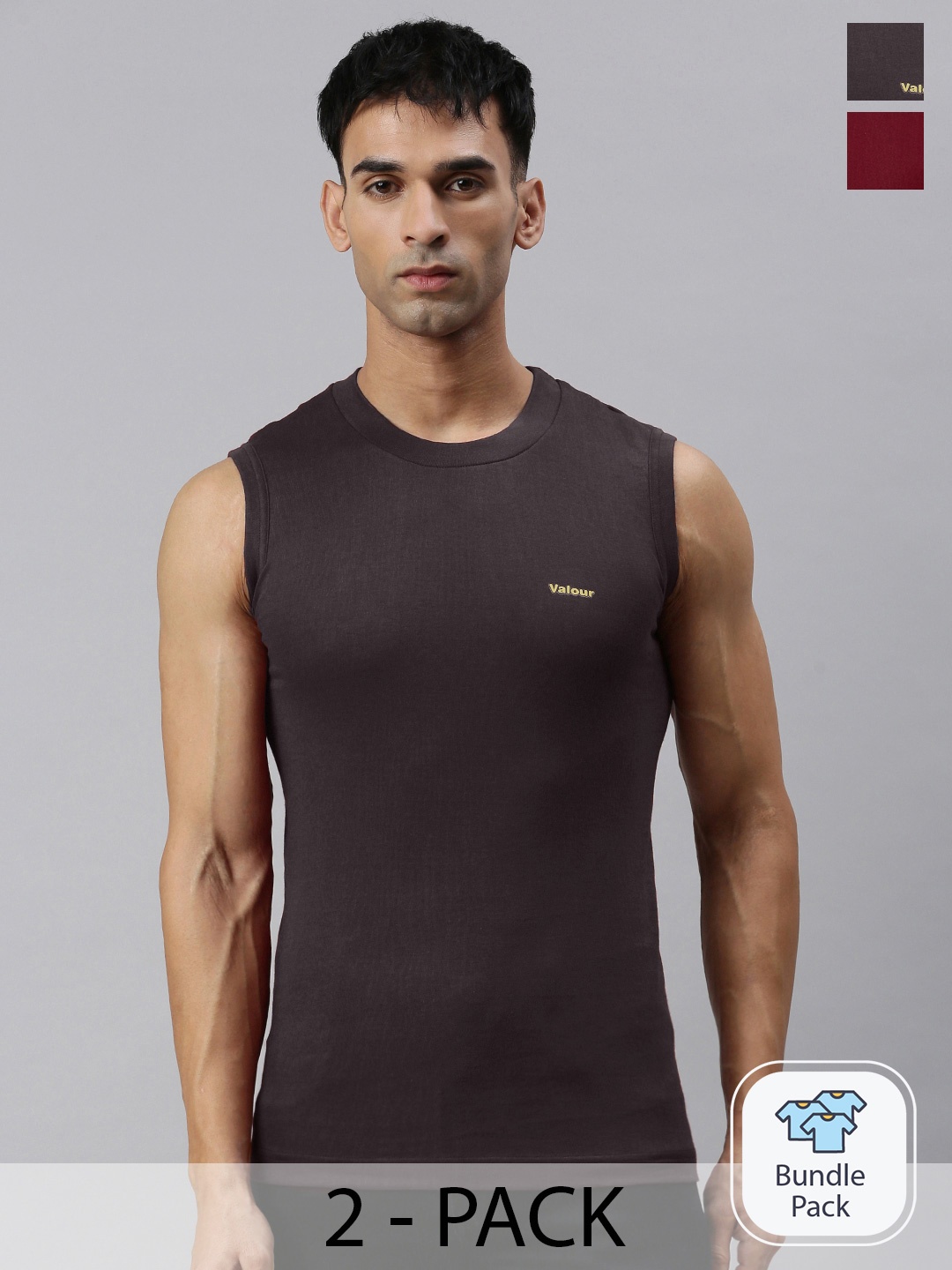 

Lux Cozi Pack Of 2 Slim Fit Sleeveless Cotton T-Shirts, Maroon