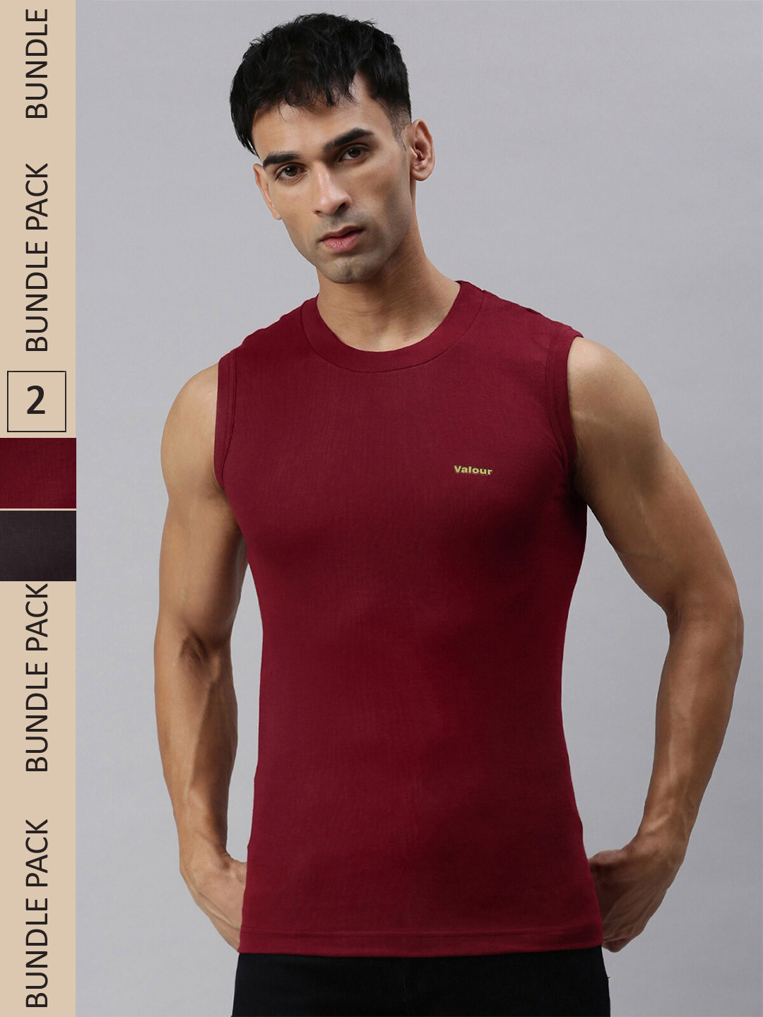 

Lux Cozi Pack Of 2 Slim Fit Sleeveless T-shirts, Maroon