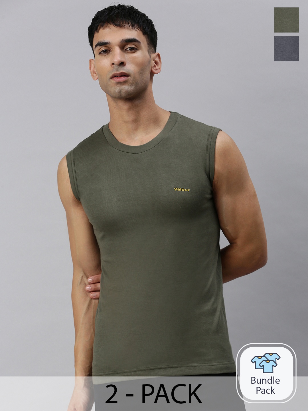 

Lux Cozi Pack of 2 Slim Fit T-shirt, Olive
