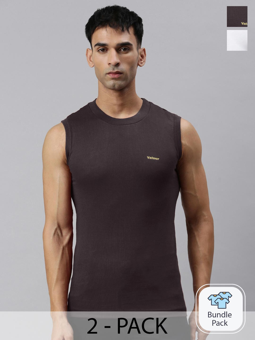 

Lux Cozi Pack Of 2 Slim Fit Cotton Gym Vest, Charcoal