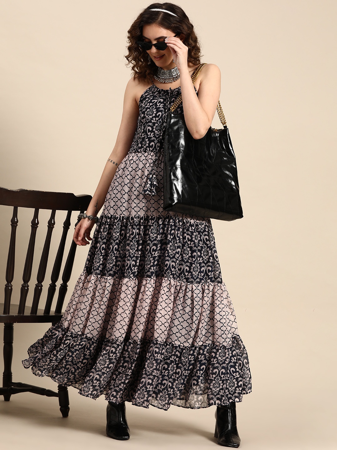 

Sangria Women Floral Swirling Volume Fit and Flare Dress, Pink