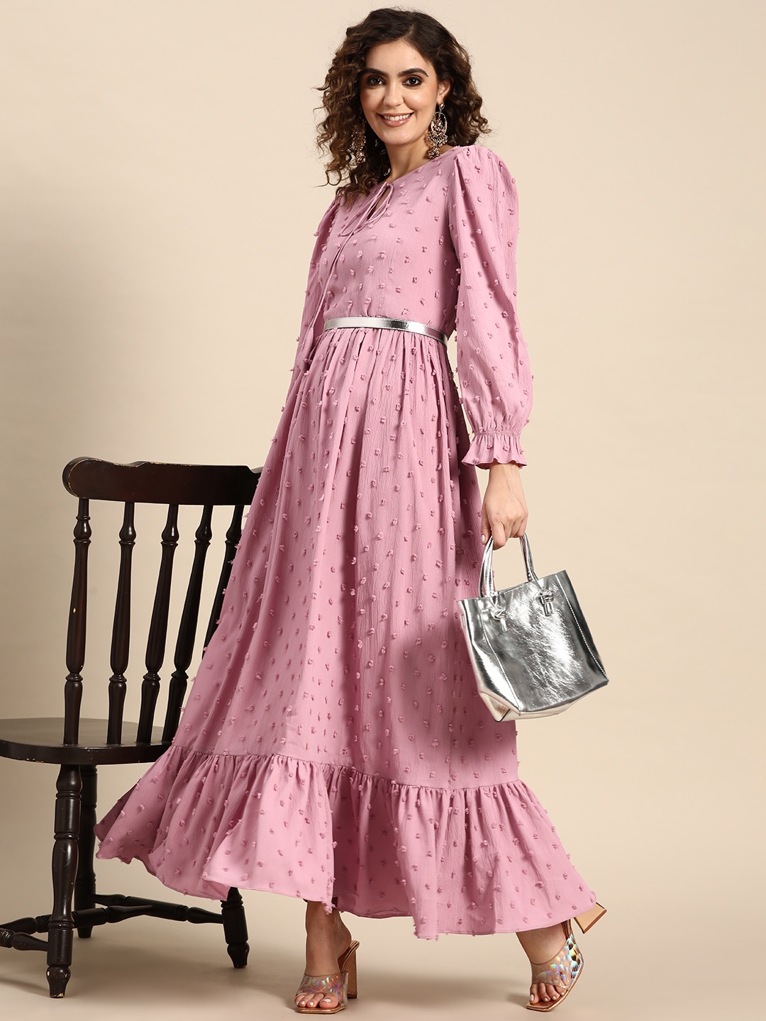 

Sangria Women Fit and Flare Tiered Dress, Pink