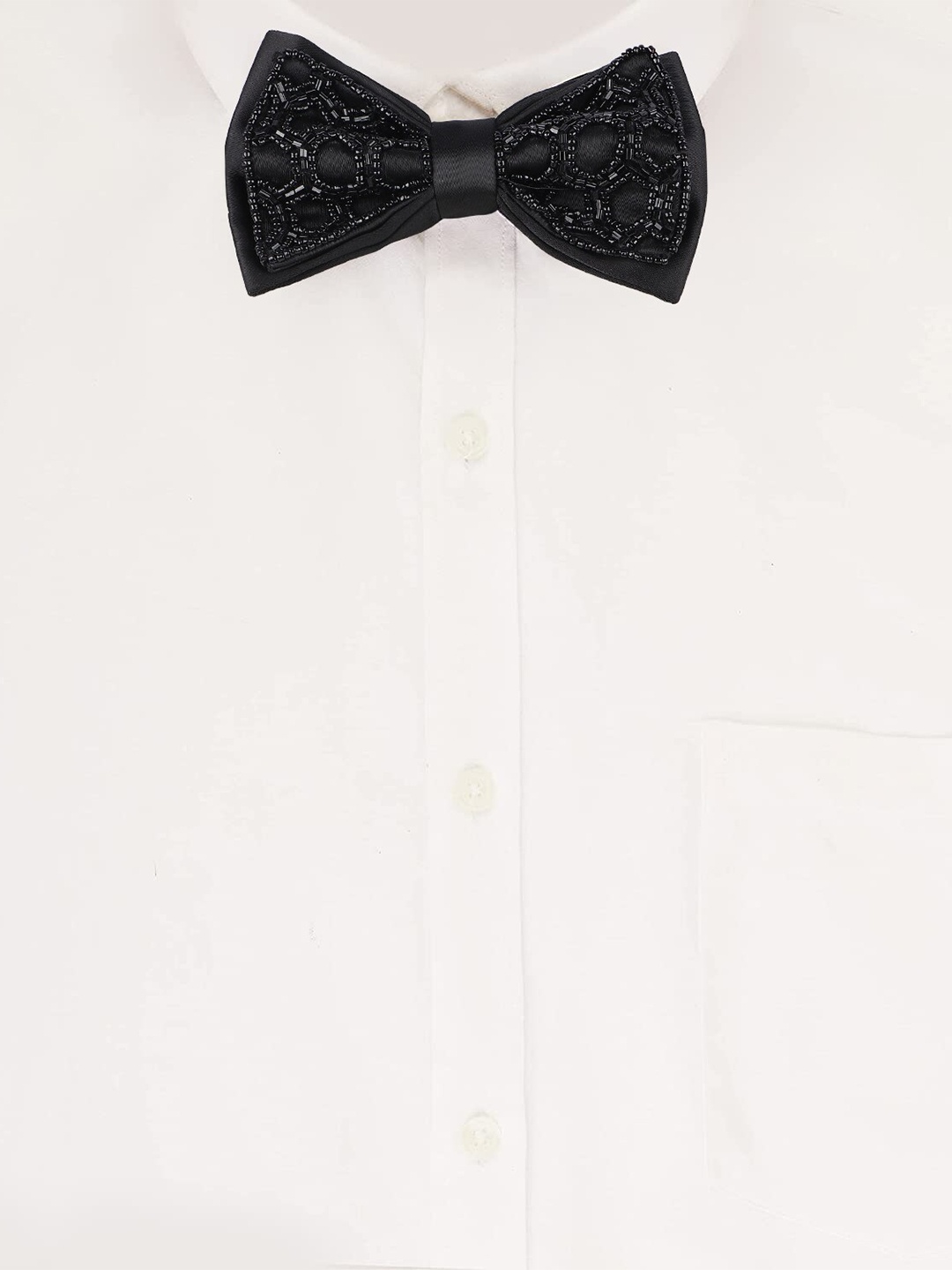 

Alvaro Castagnino Men Bead Embroidered Adjustable Bow Tie, Black