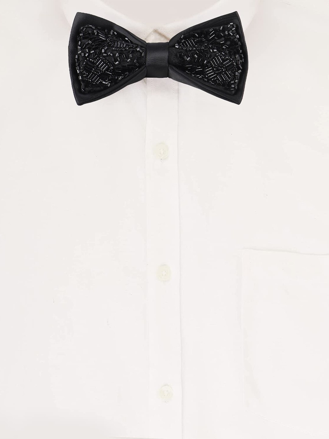 

Alvaro Castagnino Men Bead Embroidered Adjustable Bow Tie, Black