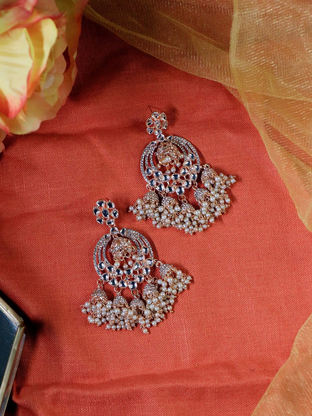 

Ishhaara Brass-Plated Contemporary Drop Earrings, Gold