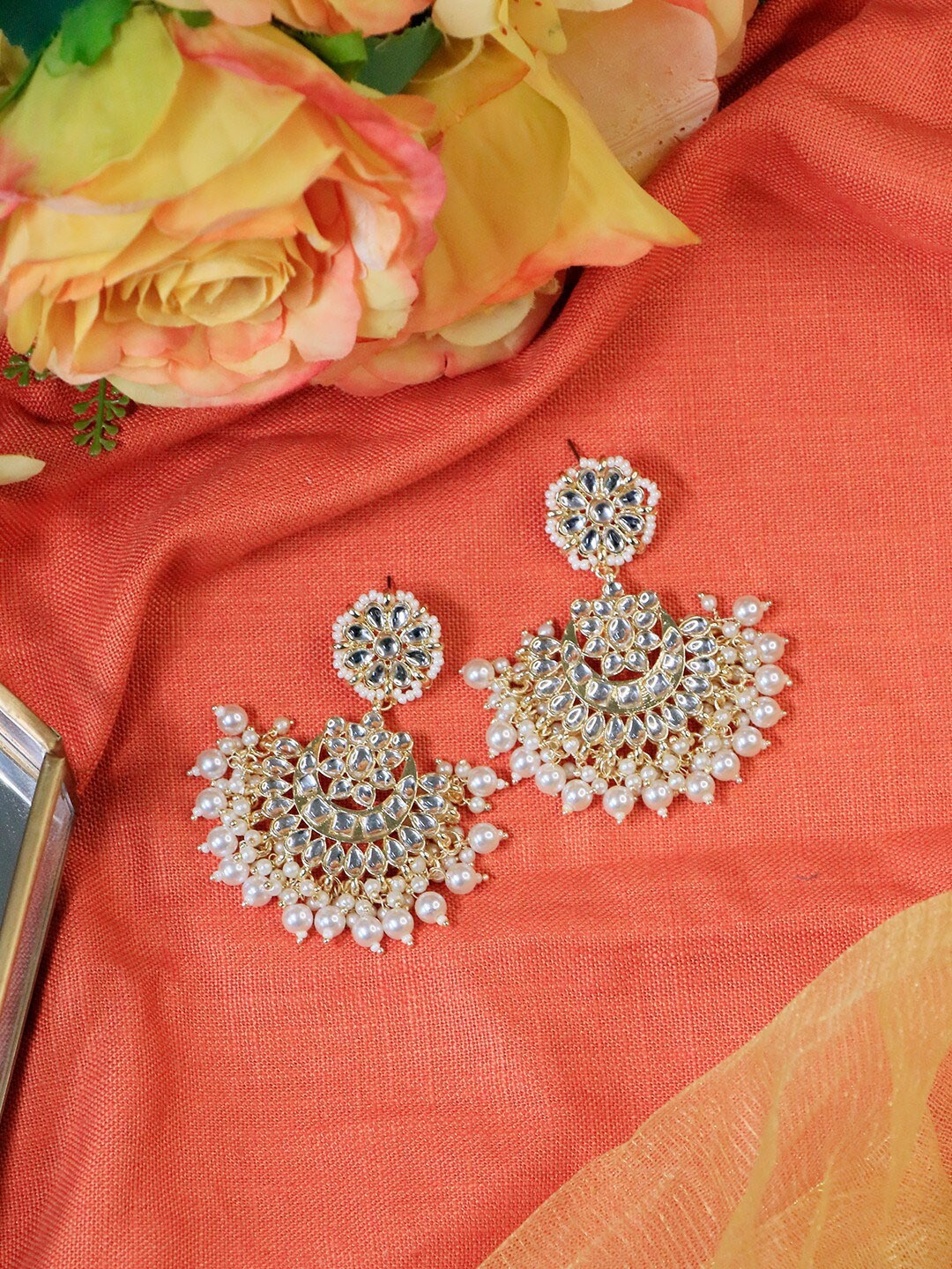 

Ishhaara Brass-Plated Contemporary Drop Earrings, Gold