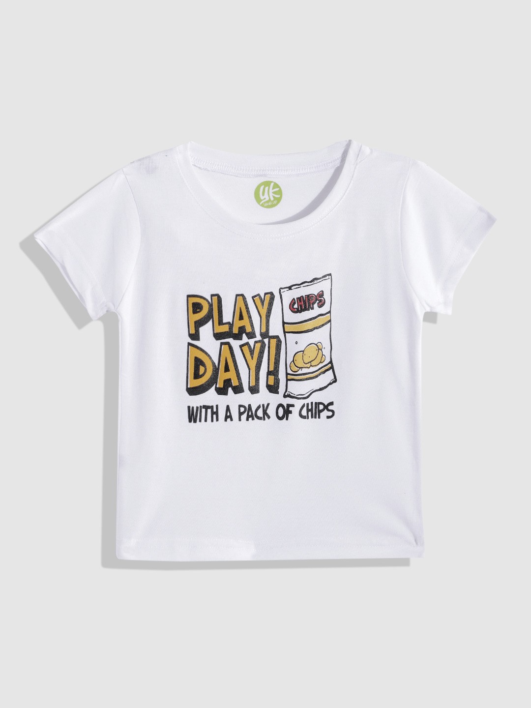 

YK Boys Typography Printed Pure Cotton T-shirt, White