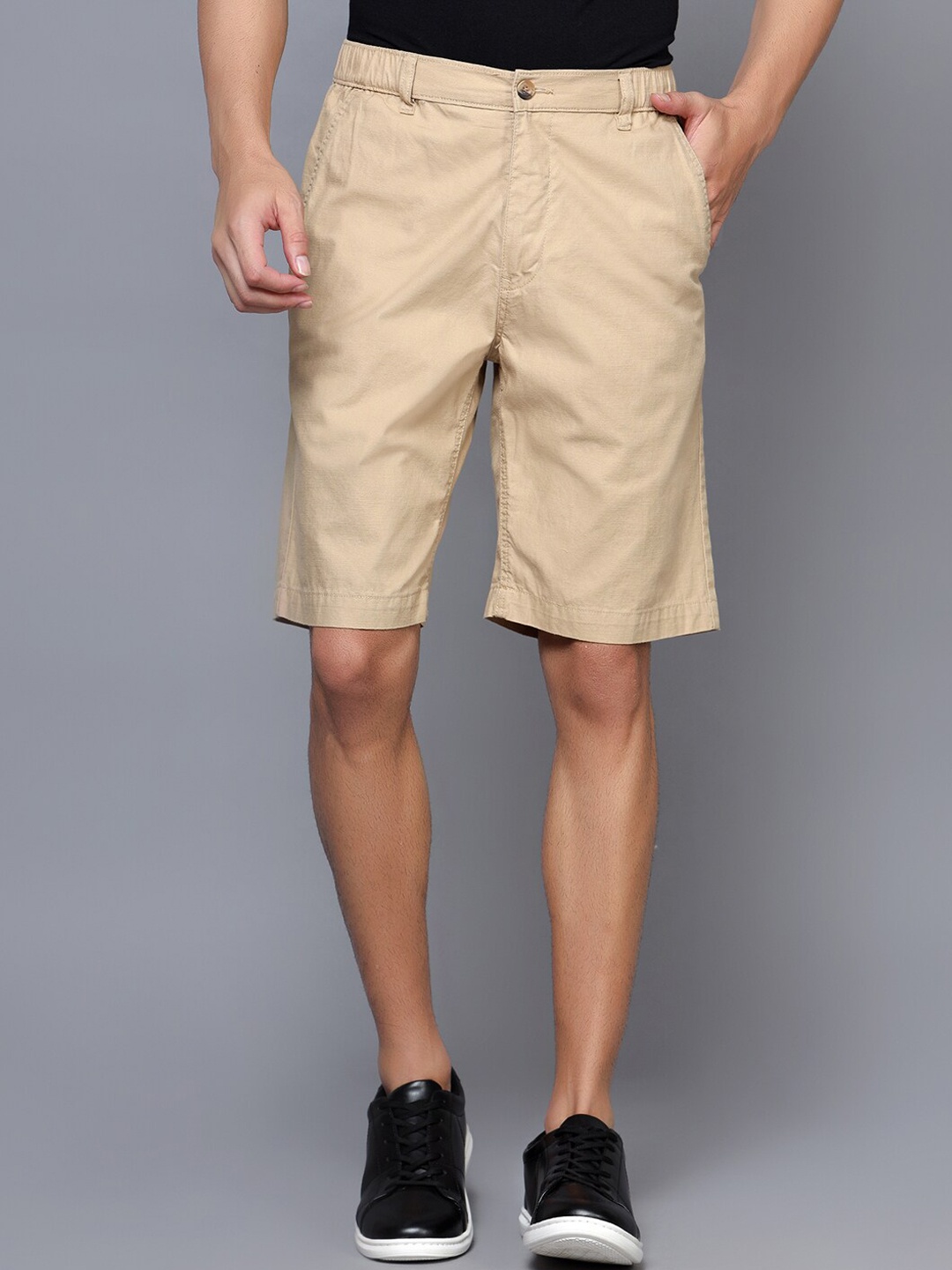 

Cantabil Men Mid-Rise Knee Length Cotton Chino Shorts, Khaki