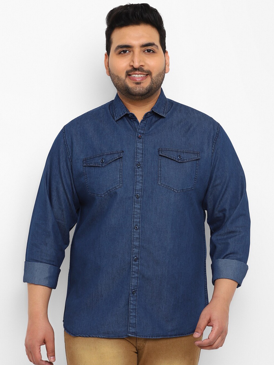 

Urbano Plus Opaque Casual Chambray Shirt, Blue