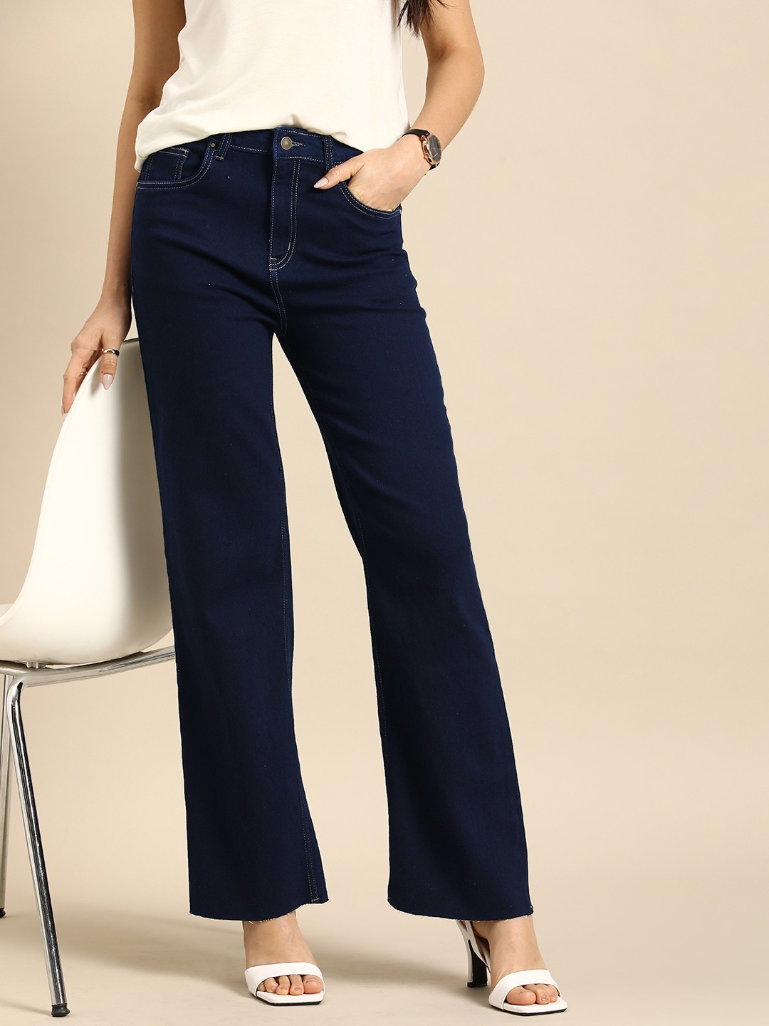 

all about you Women Navy Blue Flared High-Rise Jeans