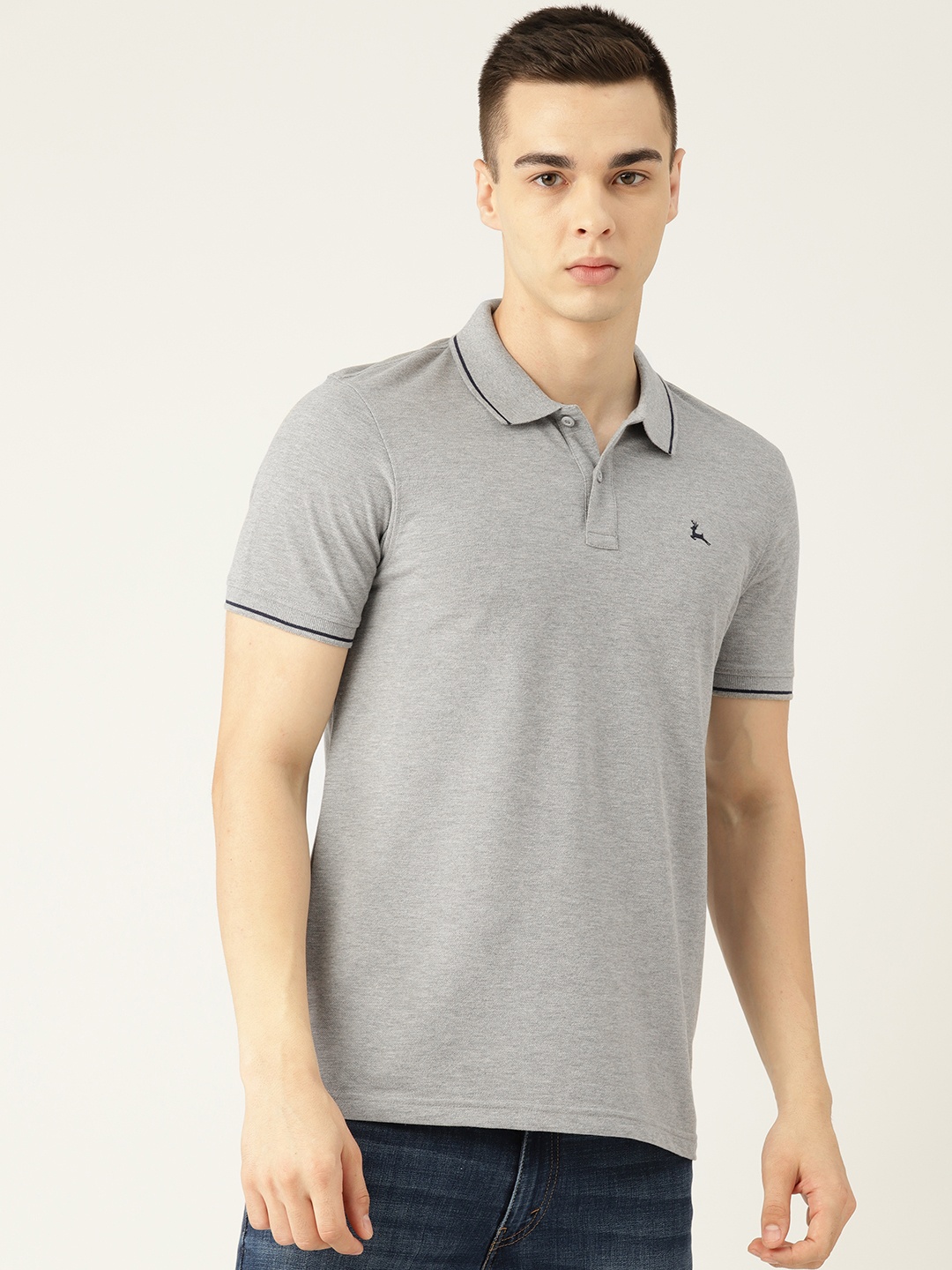 

Parx Men Solid Polo Collar T-shirt, Grey